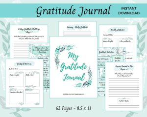 Start your gratitude practice with this 62-page journal. Now available on Etsy.