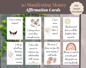30 Manifesting Money Affirmation Cards - now available on Etsy.